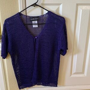 Navy blue dark purple silk ribbon knit cardigan cardi